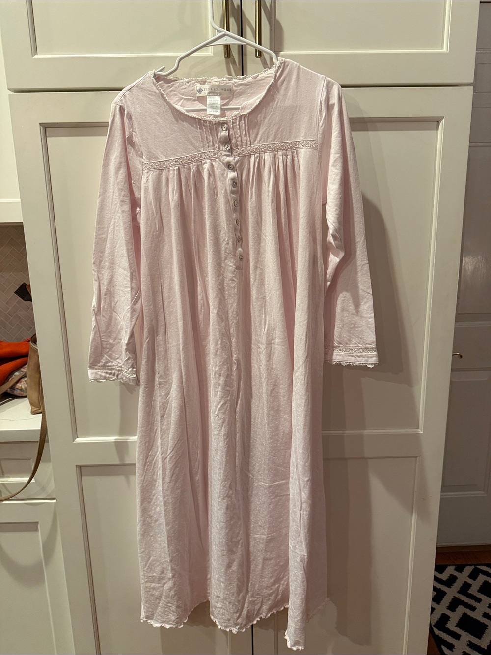 Eileen West Pale Pink Long Button-Front Nightgown